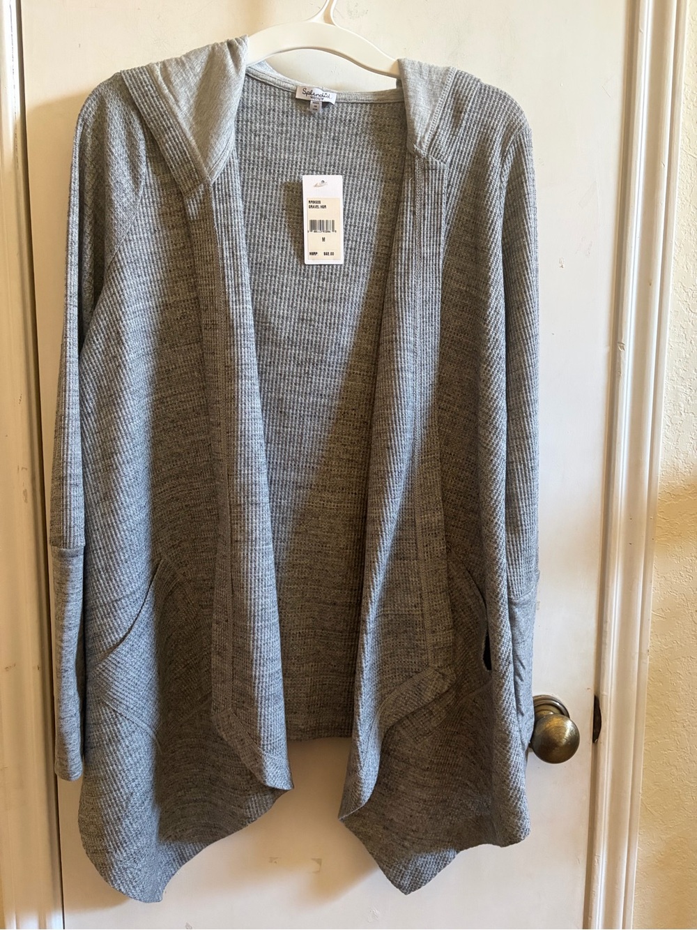 Splendid light Gray Hooded Open-Front Women's Sweater size M